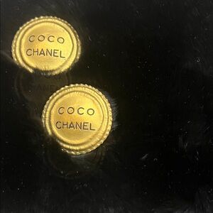 CHANEL Gold Coco Button Clip on Earrings